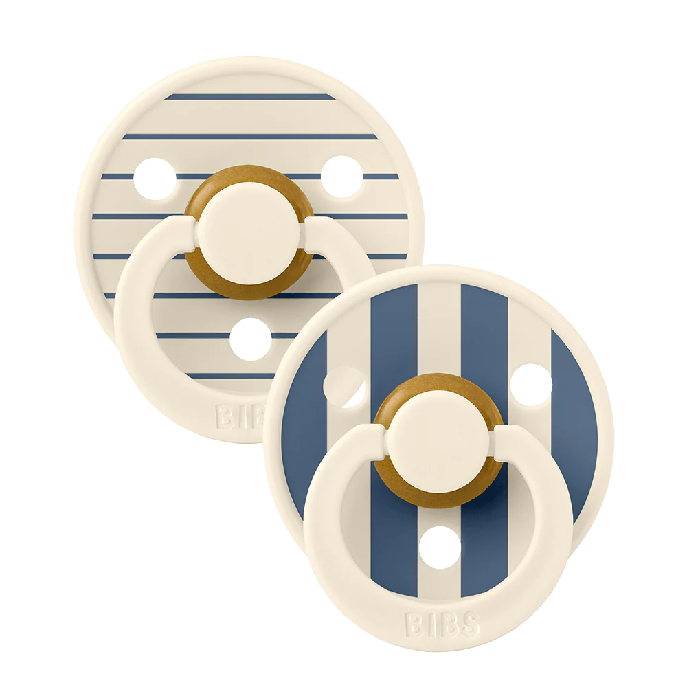 Sucettes BIBS Colour Round Studio Ivory Steel Blue Mix (0-6mois)-BIBS