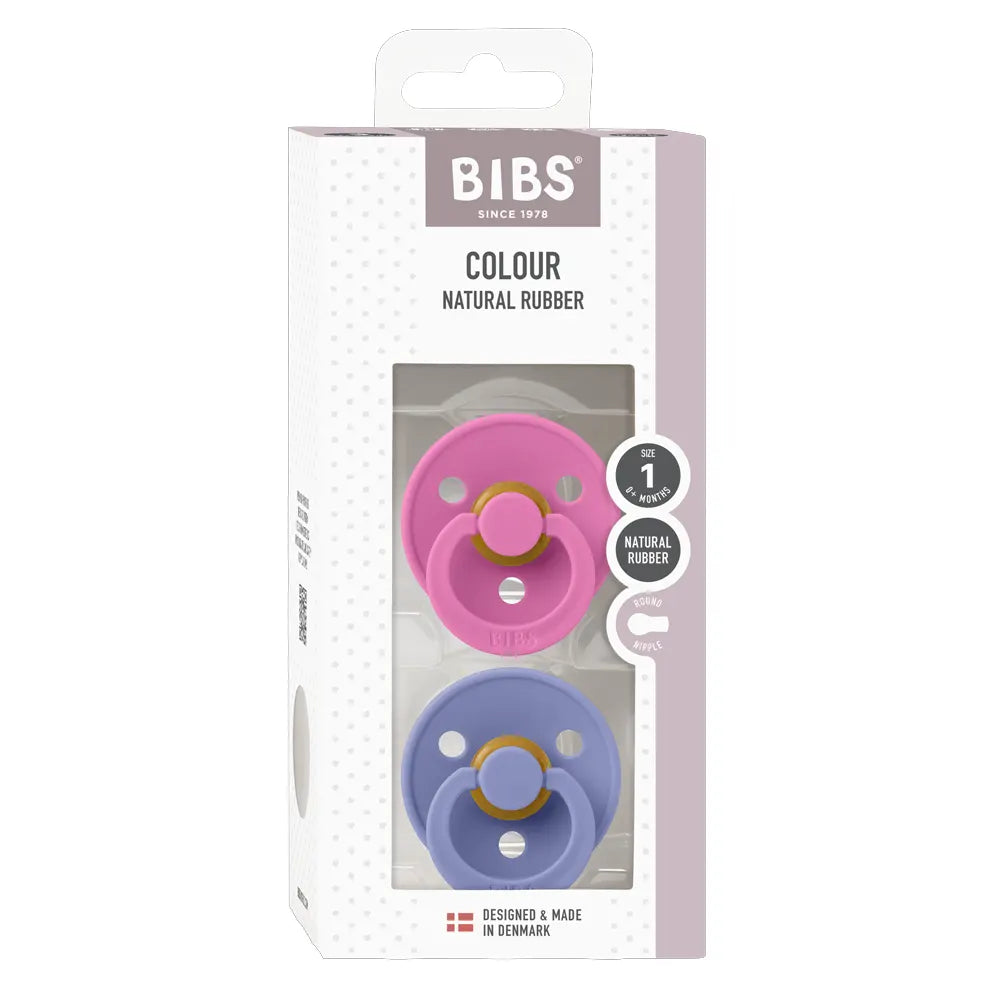 Sucettes BIBS Colour Round Peri / Bubblegum (6-18mois)-BIBS