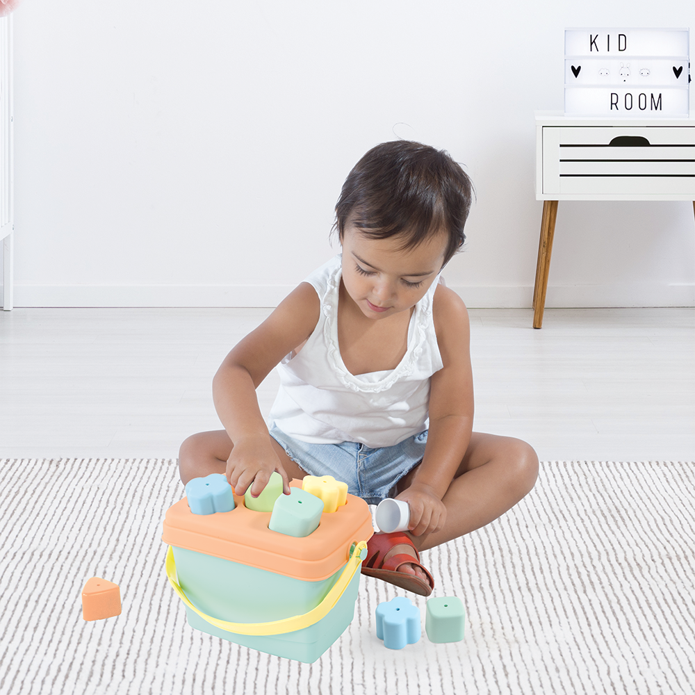 Seau de Formes Géométriques avec 5 blocs colorés-DOLU