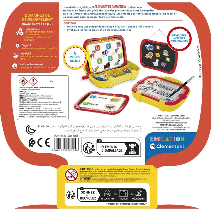 Mallette Magnétique – Alphabet et Animaux – Clementoni