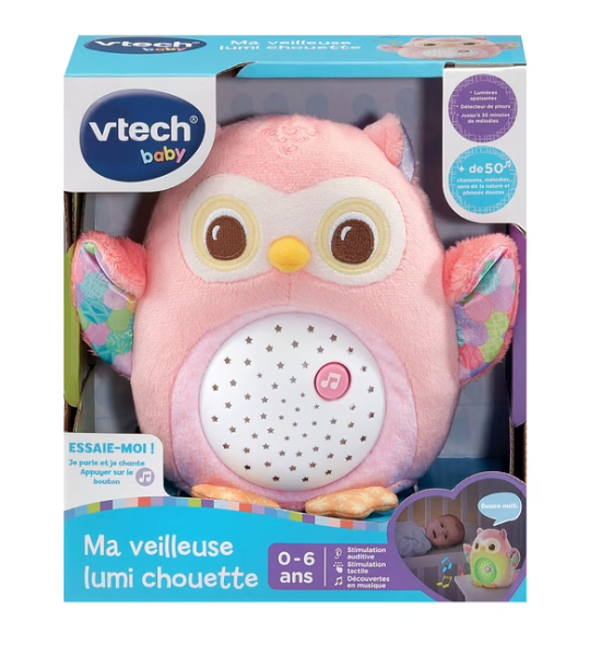 Ma Veilleuse Lumi Chouette Rose – Peluche Musicale VTech Baby