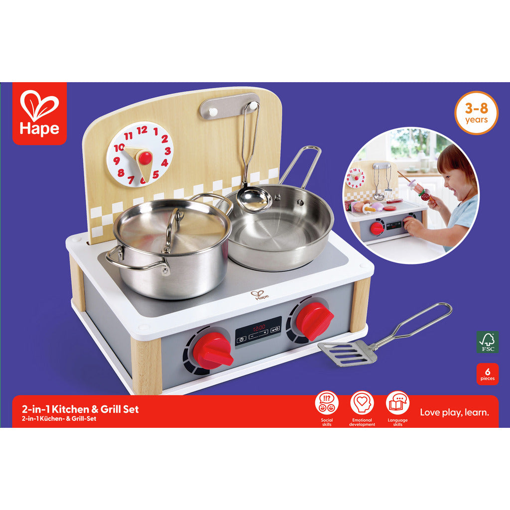 Cuisine & barbecue 2 en 1 en bois-HAPE
