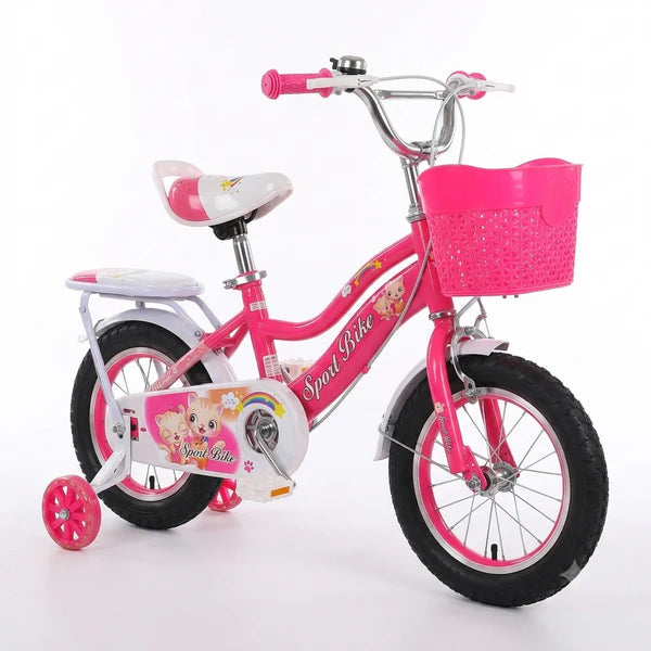 Vélo Enfant 12 Pouces Rose avec Panier