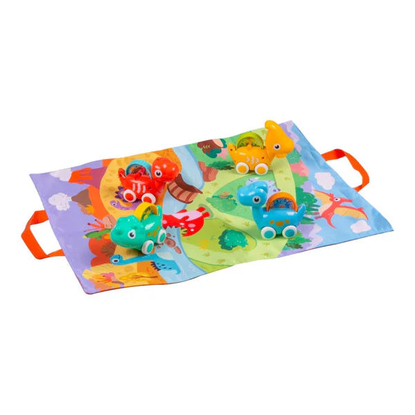 4 Voitures dinosaures avec tapis- HUANGER