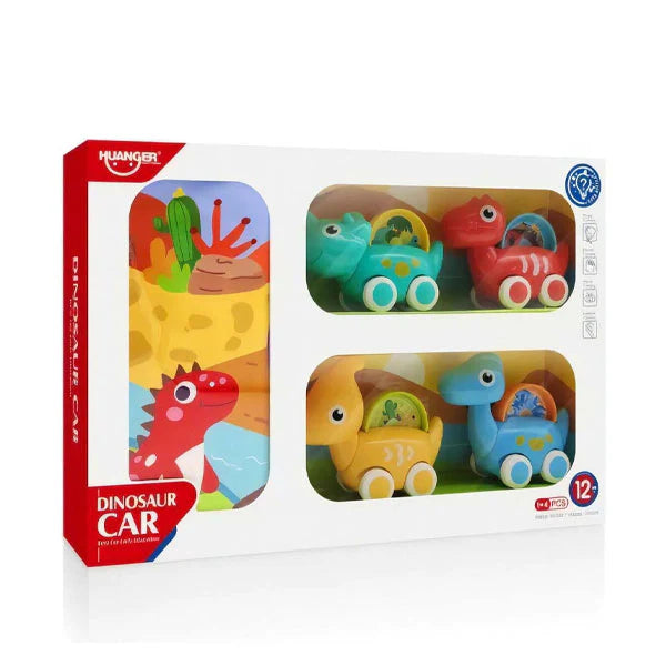 4 Voitures dinosaures avec tapis- HUANGER
