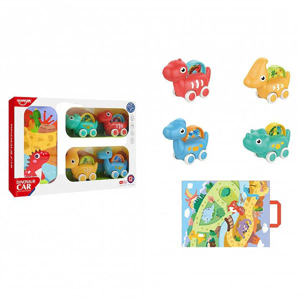 4 Voitures dinosaures avec tapis- HUANGER