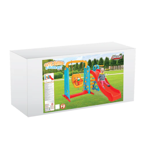 🎠 Centre de Jeux 3-en-1 – Toboggan, Balançoire &amp; Panier de Basket-PILSAN