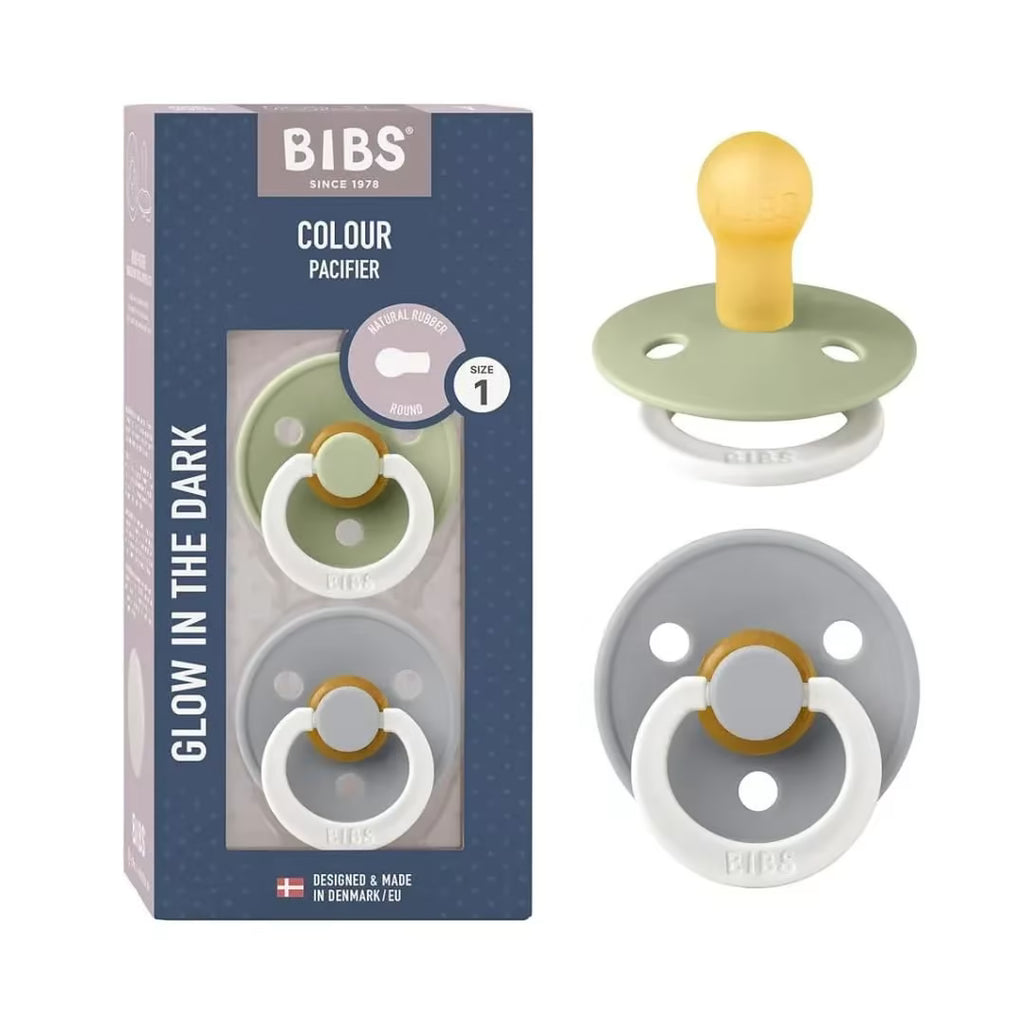 Sucette BIBS colour Round Sage / Cloud-GLOW (0-6mois)-BIBS