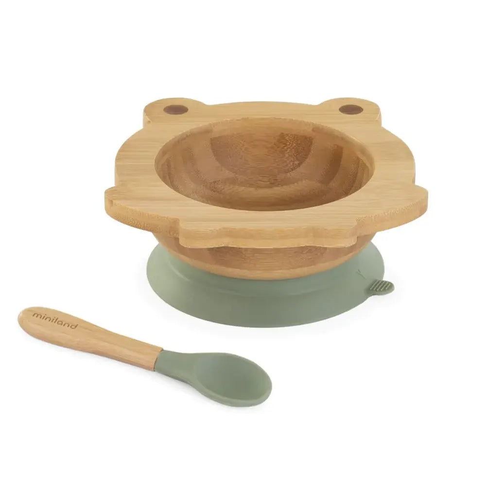 Set Bol en Bois &amp; Cuillère Grenouille – Miniland