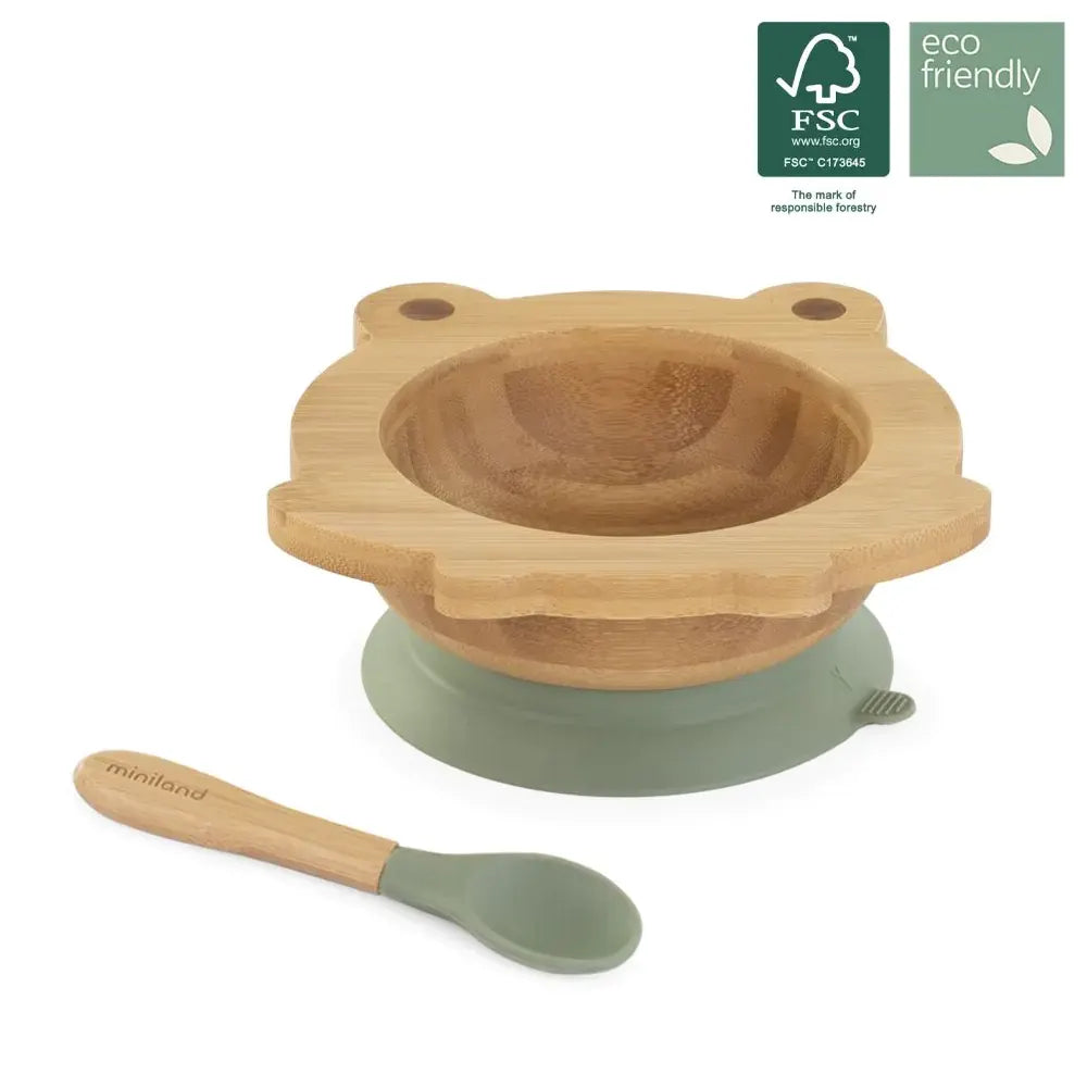 Set Bol en Bois &amp; Cuillère Grenouille – Miniland