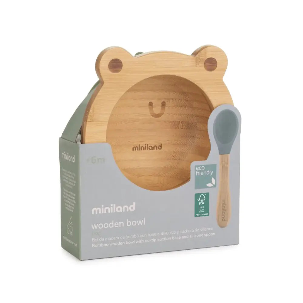 Set Bol en Bois &amp; Cuillère Grenouille – Miniland