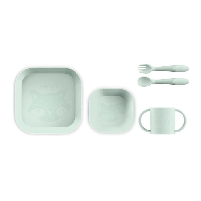 Set repas carré bébé Mint – MINILAND
