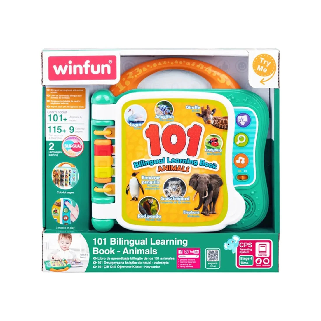 Livre d'apprentissage bilingue "101 Animaux" 18m+ -WINFUN