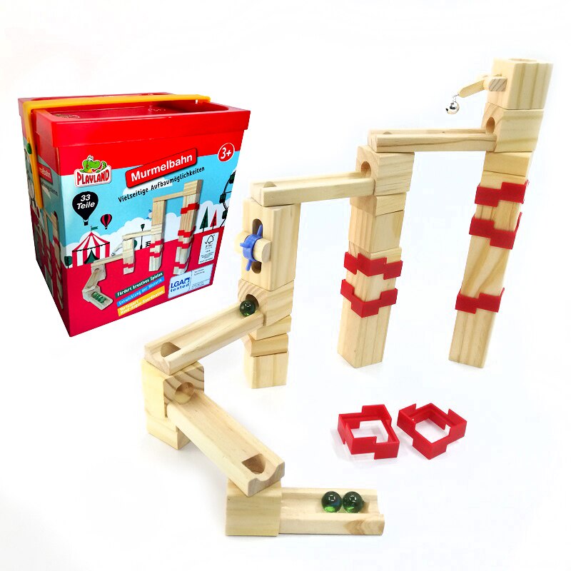 Toboggan et circuit à billes en bois