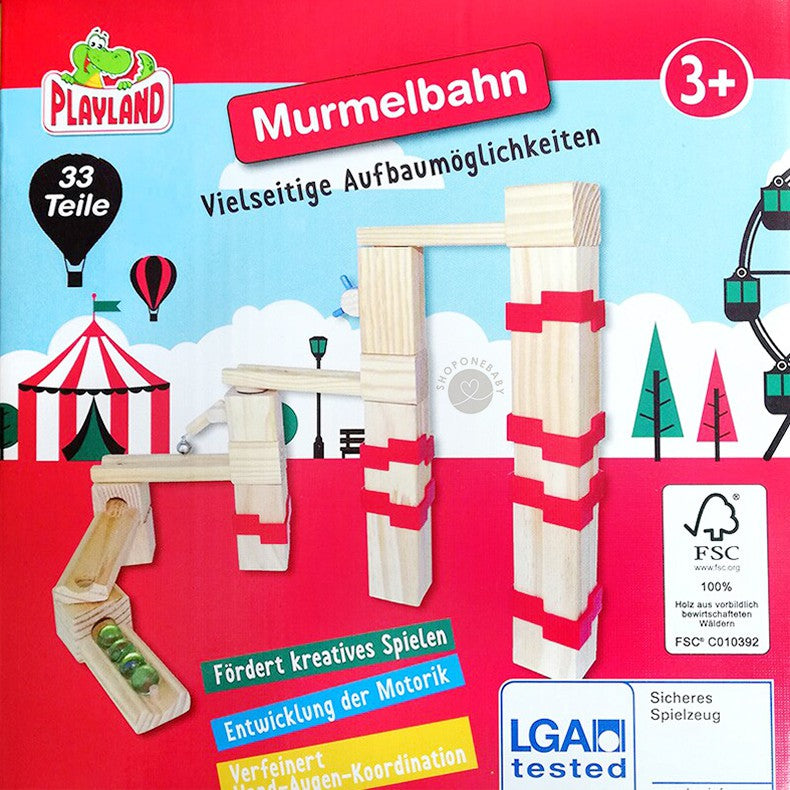 Toboggan et circuit à billes en bois